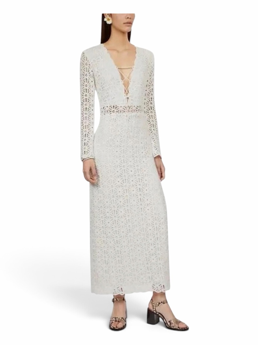 THE KOOPLES LONG WHITE GUIPURE DRESS Kooples vanity size 2 (US medium)